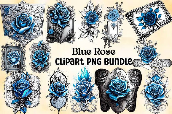 Download Vintage Blue Rose Clipart PNG Bundle - Png Collection