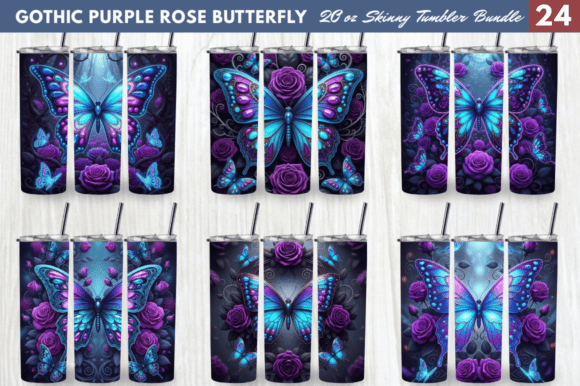 Download Gothic Purple Rose Butterfly Tumbler Png - Png Collection
