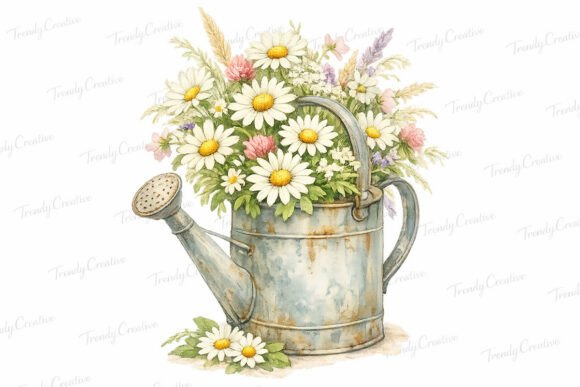 Download Rustic Floral Watering Can PNG - Png Collection