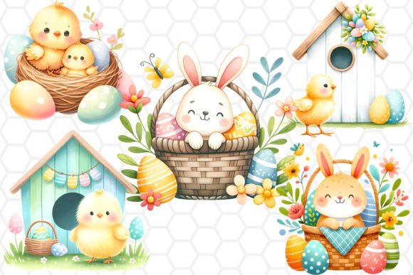 Download Cute Easter Clipart Set - Watercolor PNG - Cute easter clipart Collection