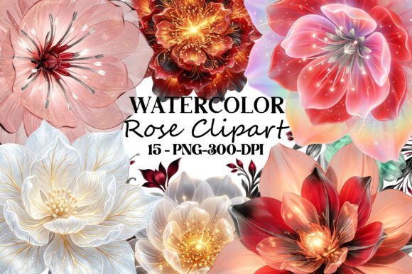 Download Watercolor Rose Clipart PNG Bundle - Png Collection