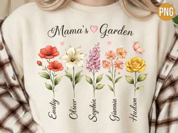 Download Mama's Garden Birth Flower PNG T-shirt - Png Collection