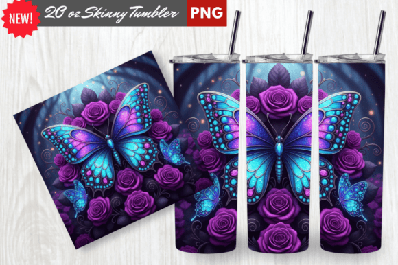 Download Gothic Purple Rose Butterfly Tumbler Png - Png Collection