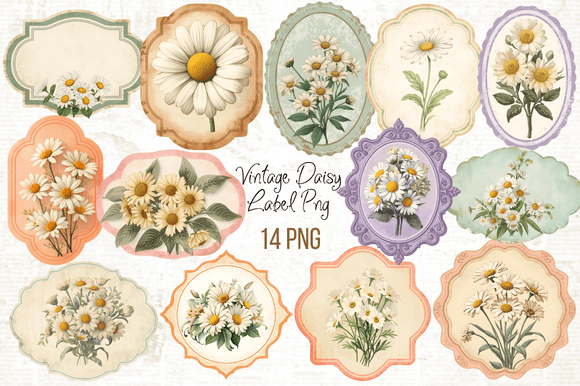 Download Vintage Daisy Label Printable PNG - Png Collection