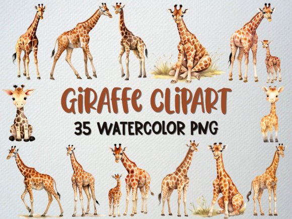 Download Watercolor Giraffe Clipart, 35 PNG - Png Collection