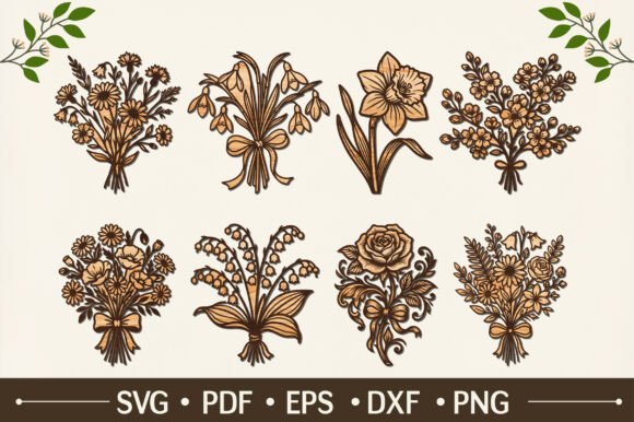Download 8 Flower Arrangement Laser Cut Designs - Flower arrangement Collection