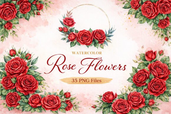 Download Watercolor Rose Bouquet PNG Bundle - Png Collection