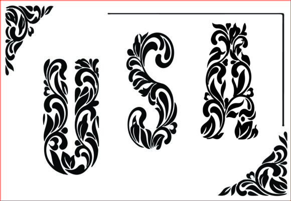 Download USA Floral Font PNG,sublimation Graphics - Png Collection