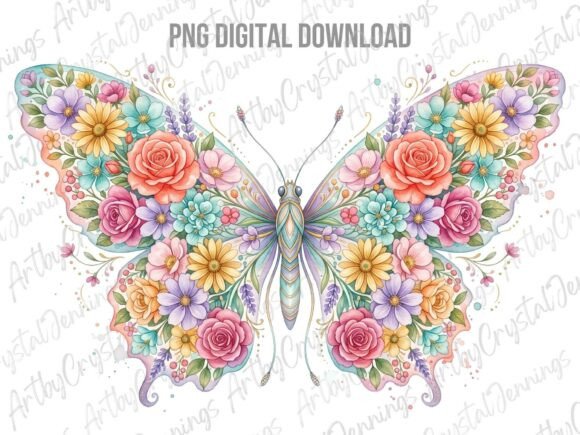 Download Pastel Floral Butterfly Watercolor PNG - Png Collection