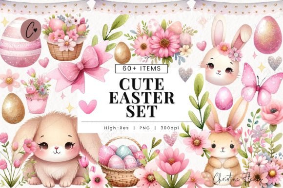 Download Watercolor Cute Easter Clipart Set - Cute easter clipart Collection