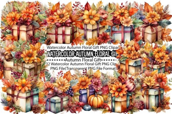 Download Watercolor Autumn Floral Gift PNG Bundle - Png Collection