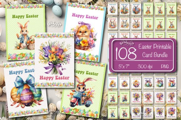 Download Printable Easter Card Bundle Png - Png Collection