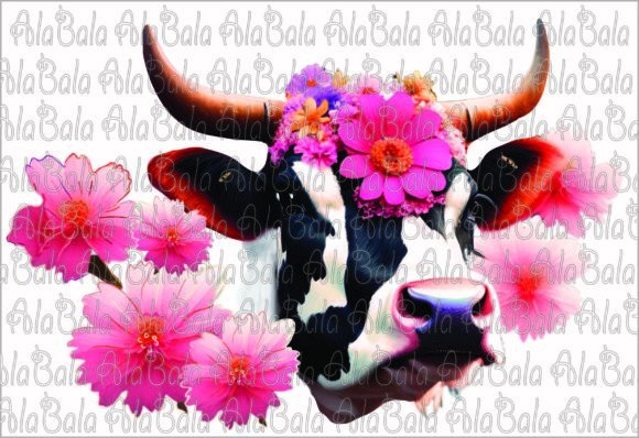 Download Floral Cow  Png, Sublimation Graphics - Png Collection