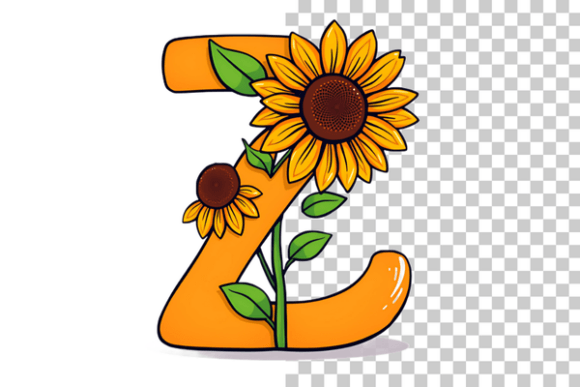 Download Alphabet Letter Z with Sunflower PNG SVG - Png Collection