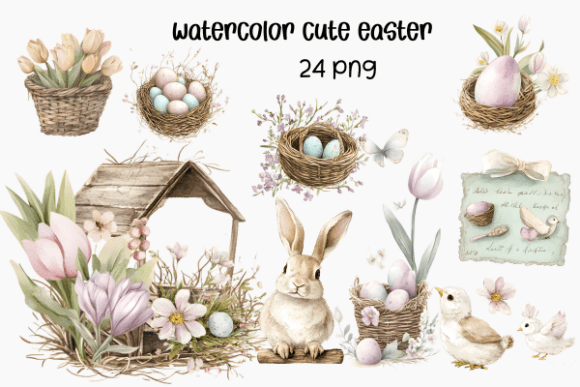 Download Watercolor Cute Easter Clipart - Cute easter clipart Collection