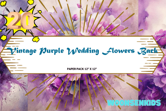 Download New Vintage Purple Wedding Flowers Background Watercolor Png Kdp Digital Paper - Png Collection