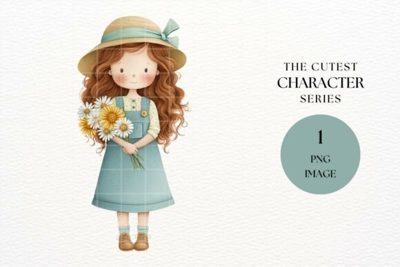 Download Girl with Daisies Clipart PNG - Png Collection