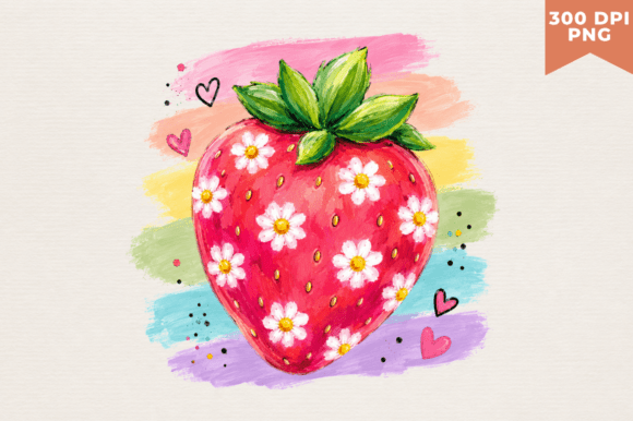 Download Whimsical Strawberry Daisy Clipart PNG - Png Collection