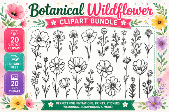 Download Botanical Wildflower Digital Clipart PNG - Png Collection