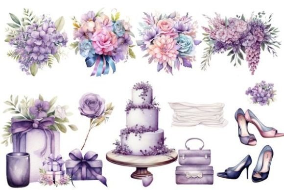 Download Watercolor Purple Wedding Element PNG - Png Collection