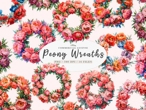 Download Peonies Frame Png, Peony Wreath Clipart - Png Collection