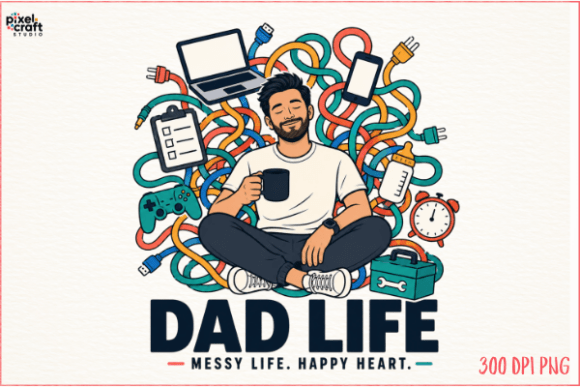 Download Dad Life Messy Happy Heart Shirt PNG - Png Collection