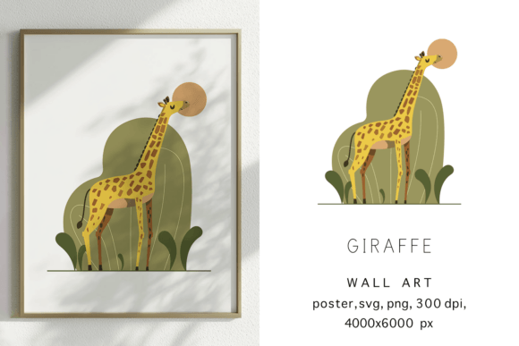 Download Giraffe Wall Art Poster SVG, PNG - Png Collection