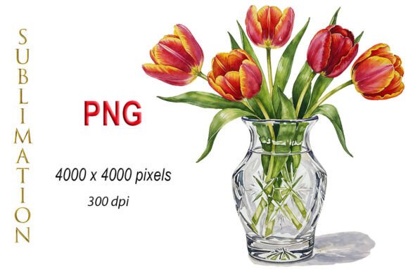 Download Watercolor Tulips, Flower Bouquet PNG - Png Collection
