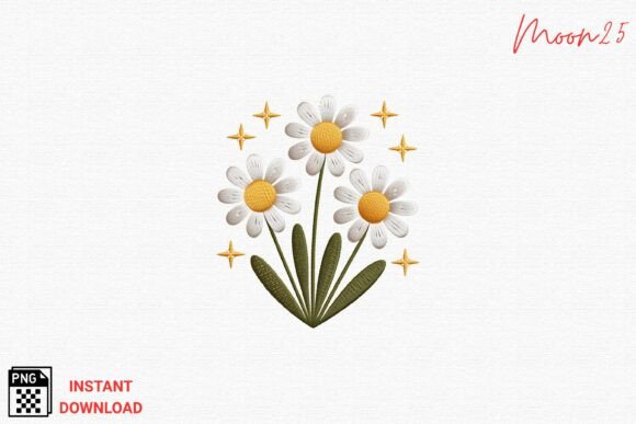 Download Embroidered Daisy Bouquet Art PNG - Png Collection