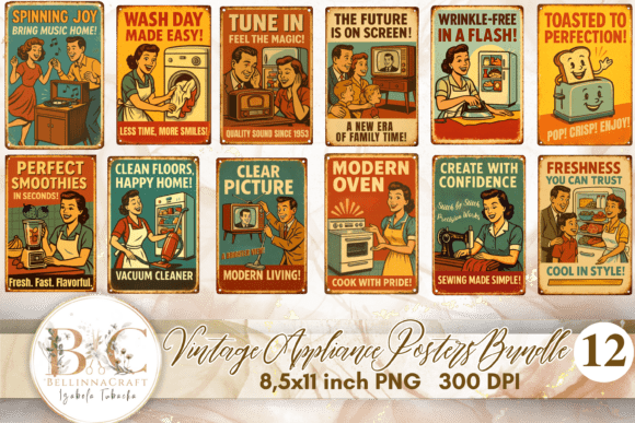 Download Vintage Appliance Posters Bundle PNG - Png Collection