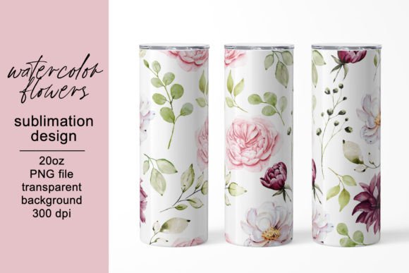 Download Tumbler Wrap, Digital Flower Design, PNG - Png Collection