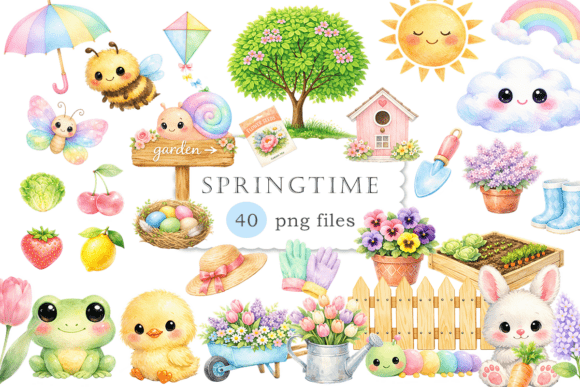 Download Springtime Cute Clipart Watercolor PNG - Png Collection