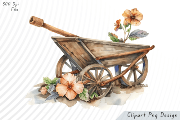 Download Rustic Wheelbarrow with Flowers PNG Clip - Png Collection