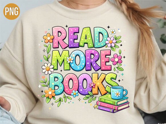 Download Read More Books Floral Bookworm Gift PNG - Png Collection