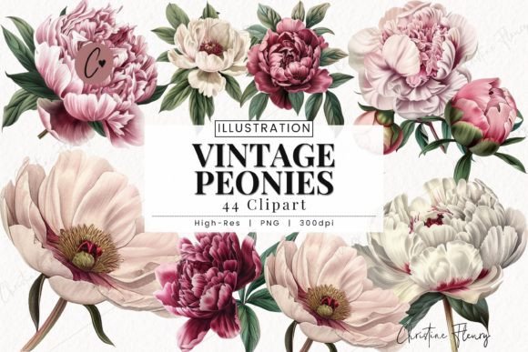 Download Vintage Peonies Clipart, Floral PNG - Png Collection