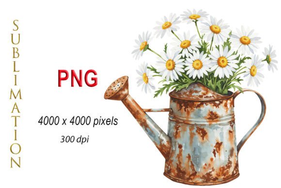 Download Daisies, Watercolor Flowers in Can PNG - Png Collection