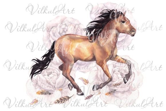 Download Horse Wild Png Flowers Boho Clipart - Png Collection