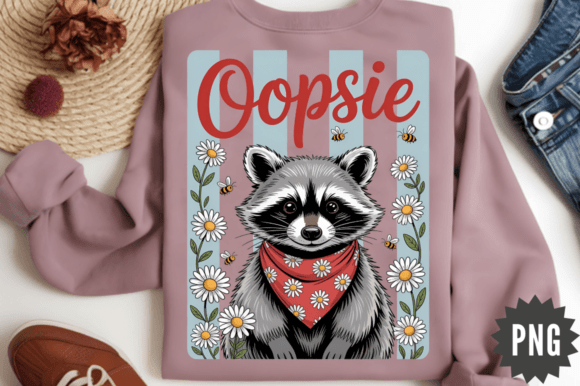 Download Vintage Raccoon Daisy Scarf PNG Design - Png Collection