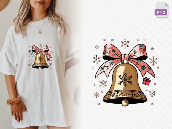 Download Christmas Bell Floral Ribbon Gift Png - Png Collection