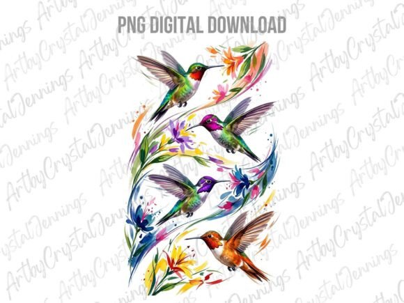 Download Hummingbird Floral Watercolor PNG - Png Collection