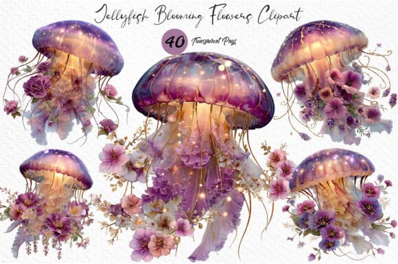 Download Jellyfish Blooming Flowers Clipart PNG - Png Collection