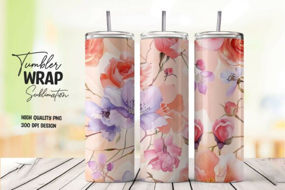 Download Watercolor Bloom Tumbler Wrap Png - Png Collection