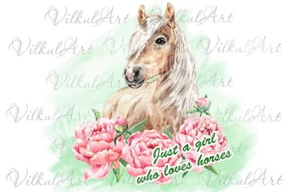Download Horse with Peonies Watercolor Png - Png Collection