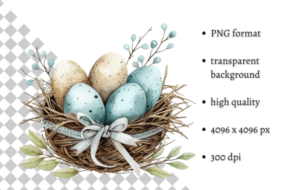 Download Watercolor Blue Easter Eggs Nest PNG - Png Collection