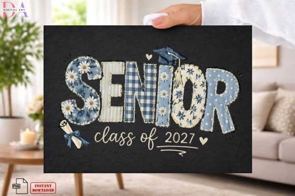 Download Senior 2027 Blue Floral Patch PNG - Png Collection