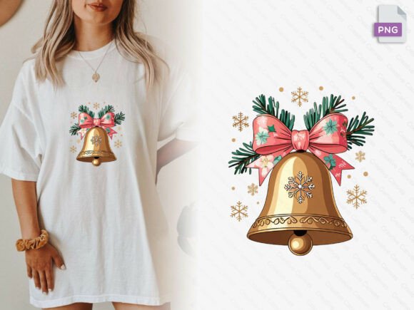 Download Christmas Bell Floral Ribbon Gift Png - Png Collection