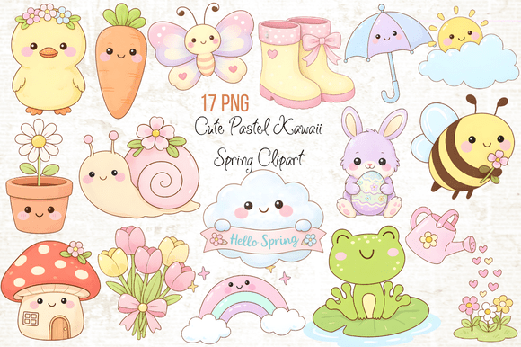 Download Cute Pastel Kawaii Spring Clipart PNG - Png Collection