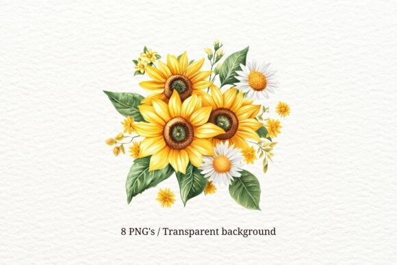 Download 8 PNGs Sunflower Daisy Bouquet Clipart - Png Collection