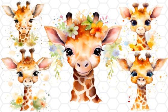 Download Watercolor Giraffe Clipart Bundle PNG - Png Collection