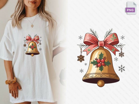 Download Christmas Bell Floral Ribbon Gift Png - Png Collection